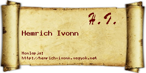 Hemrich Ivonn névjegykártya